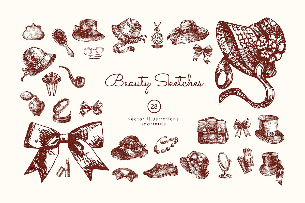 Vintage Beauty Sketches, an Object Illustration by Elena Pimonova (Photo 1 of 8)