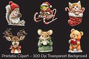 Cute Christmas Critters Clipart, an Illustration by RobertsArt (Thumbnail 2 of 7)