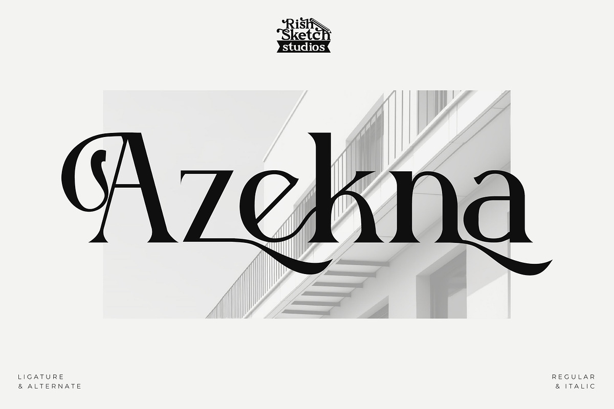 Azekna - Modern Serif Font, a Serif Font by Rishsketch (Photo 1 of 15)