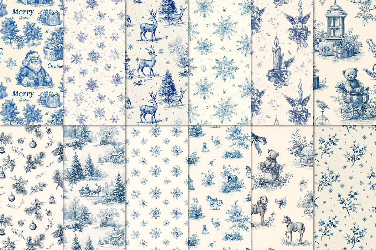 Vintage Christmas Pattern Collection, a Pattern Graphic by Olya Creative (Photo 2 of 21)