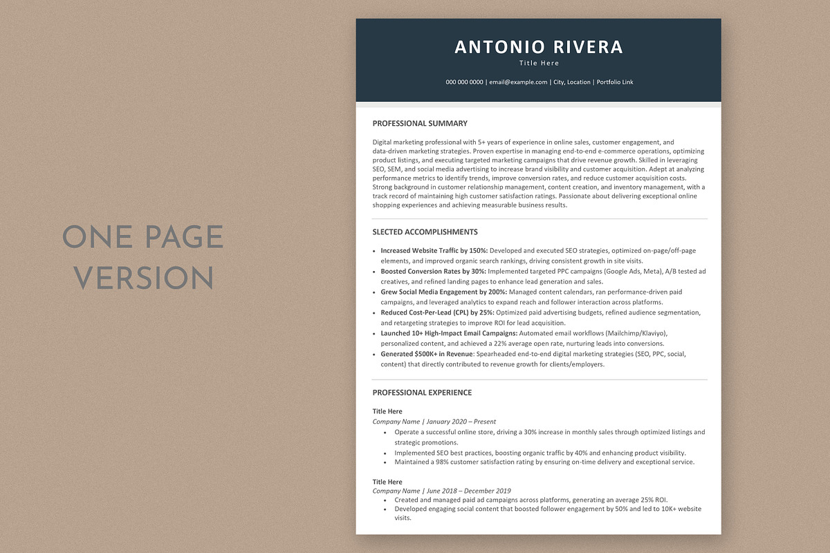 ATS CV / Resume, a Resume Template by Anjum Ilyas (Photo 2 of 8)