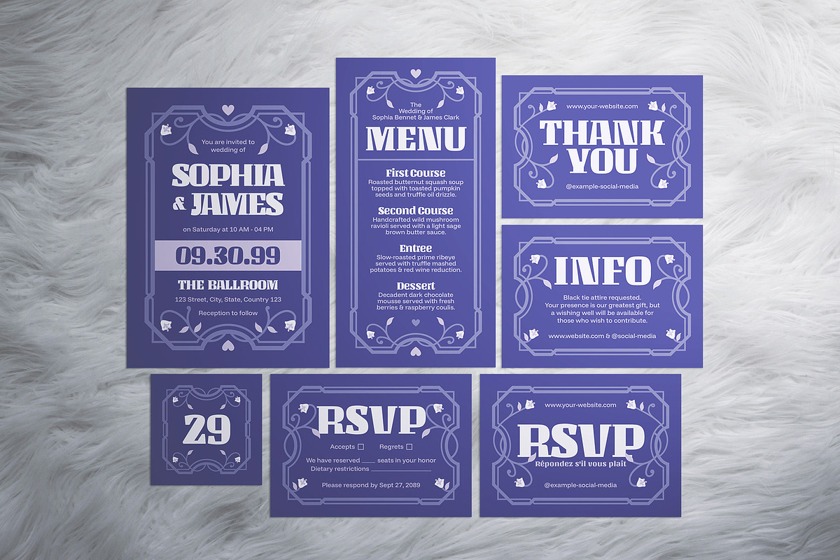 Purple Bold Wedding Invitation Suite, an Invitation Template by The Good Store (Photo 1 of 4)