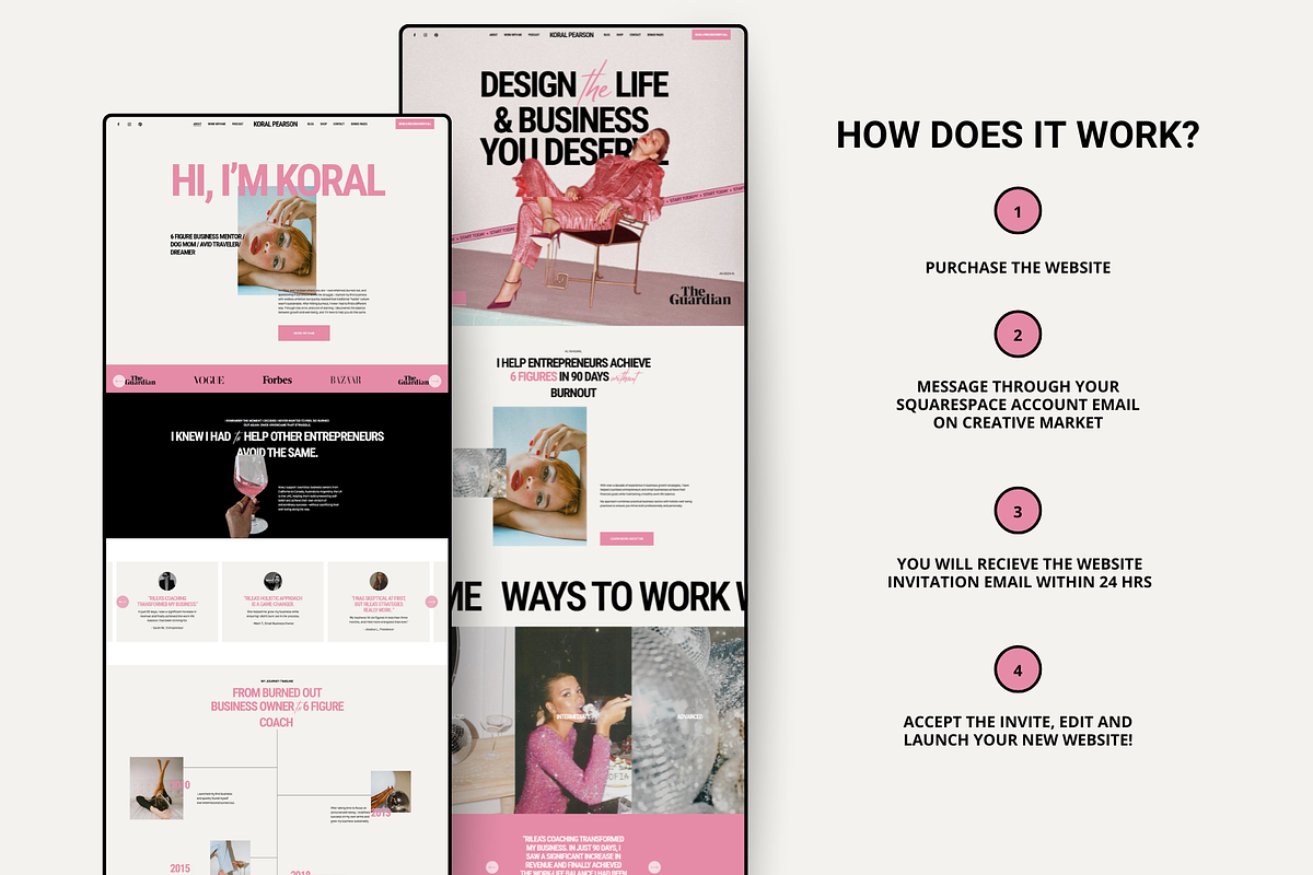 Pink Squarespace Website Template, a Squarespace Template by Row Creative (Photo 2 of 10)