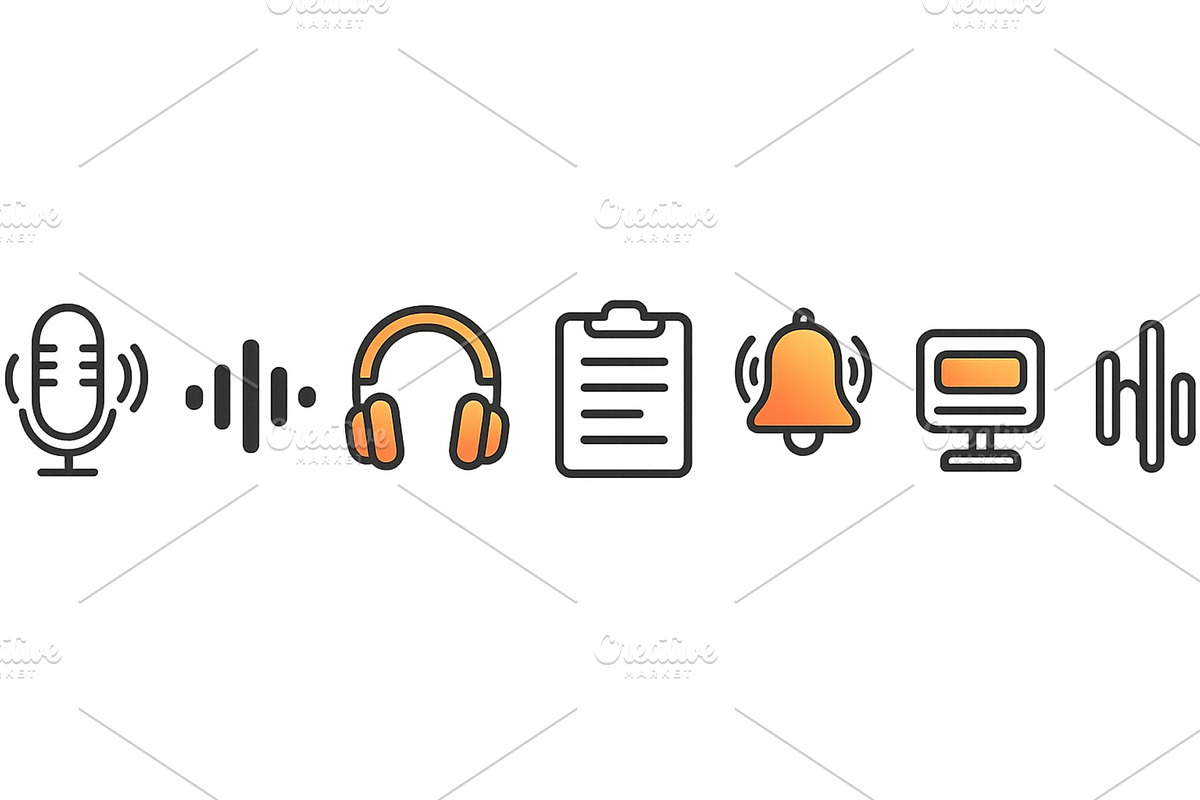 Various audio elements and icons, a Technology Illustration by ZinetroN