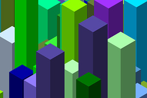 abstract skyscrapers art greens, blues on white, a Photo by WorldOfPhotos