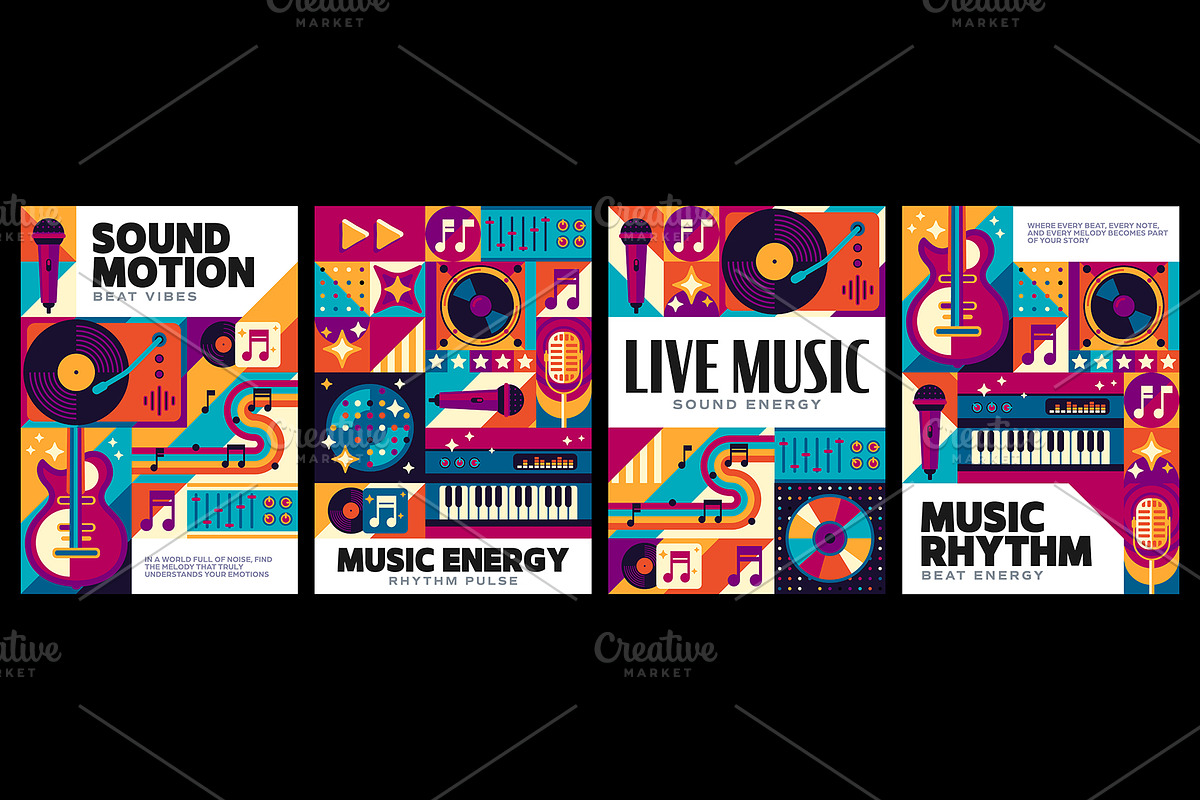 Music and sound party flyers, a Decorative Illustration by Vector Tradition (Photo 2 of 3)