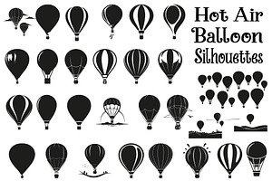 hot air balloon silhouettes, an Illustration by Amazin_art