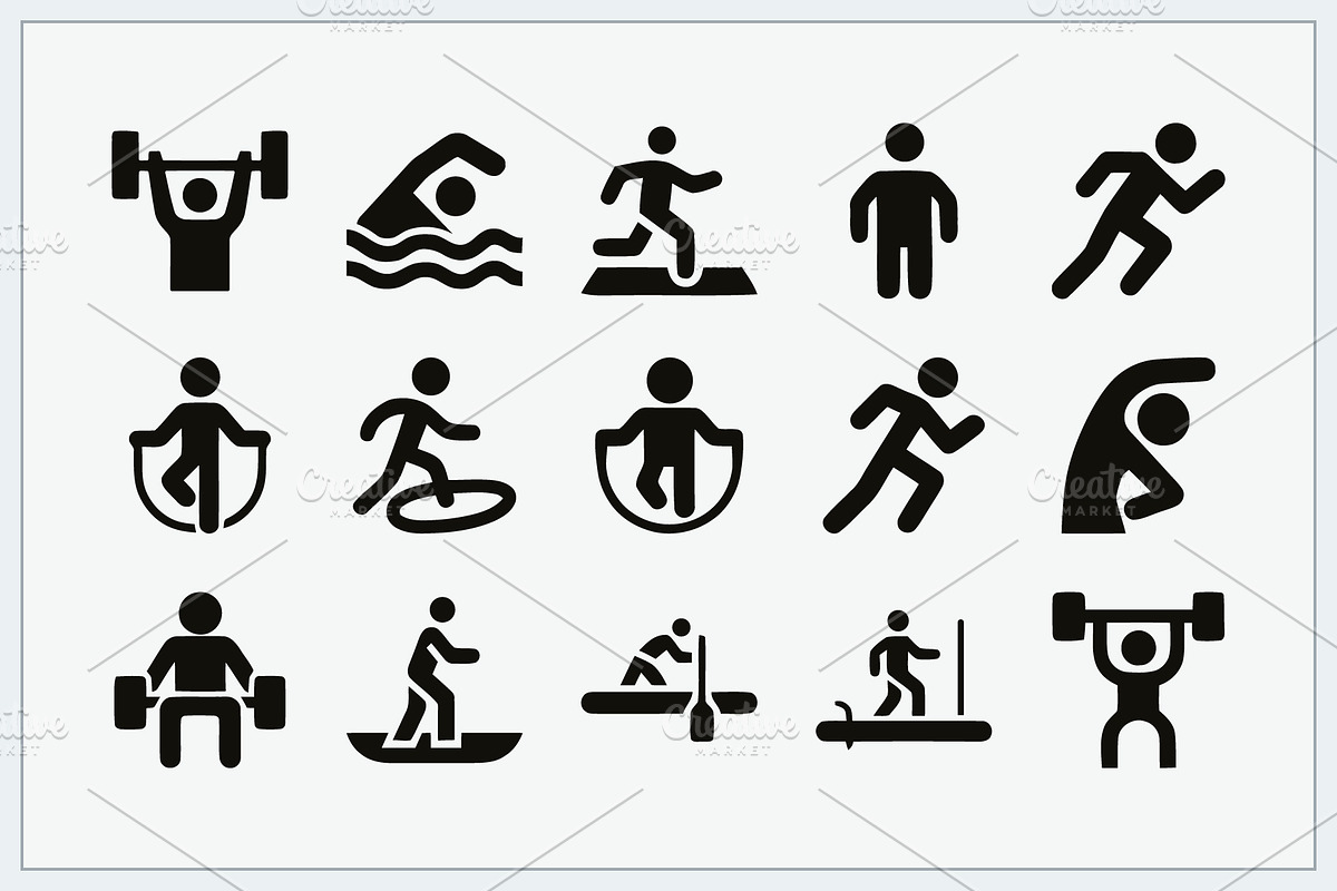 Sports Fitness Icons Logo, a Solid Icon by Vectorium Studio (Photo 15 of 16)