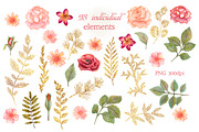 Watercolor glitter floral headers, a Decorative Illustration by antuanetto (Thumbnail 3 of 5)