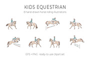 Kids Equestrian Clipart Collection, an Animal Illustration by Naurider (Thumbnail 1 of 4)