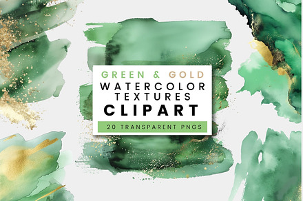 Green and Gold Watercolor Texture, a Texture Graphic by ClipCraft