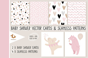Baby Shower vector cards & patterns