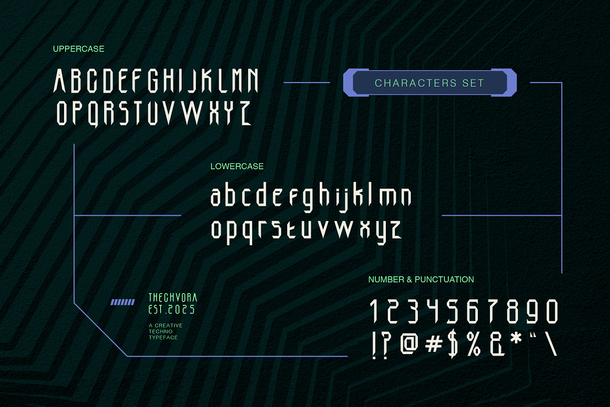 Techvora Futuristic Font, a Sans Serif Font by Vadovastd (Photo 2 of 7)