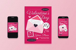 Pink Elegant Valentine Day Flyer Set, a Flyer Template by Aiyari Graphic