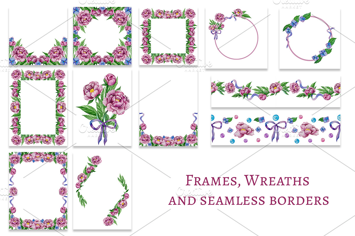 Peony and Hydrangea Clipart, a Decorative Illustration by Milla_Zelenyuk_art (Photo 3 of 7)