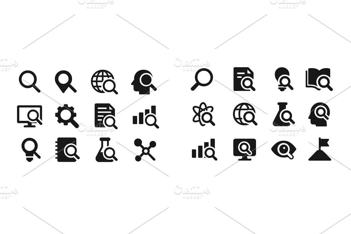 Collection of diverse search icons, an Illustration by ZinetroN