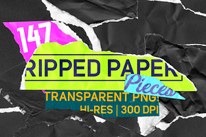 147 Ripped Paper Pieces - PNGs