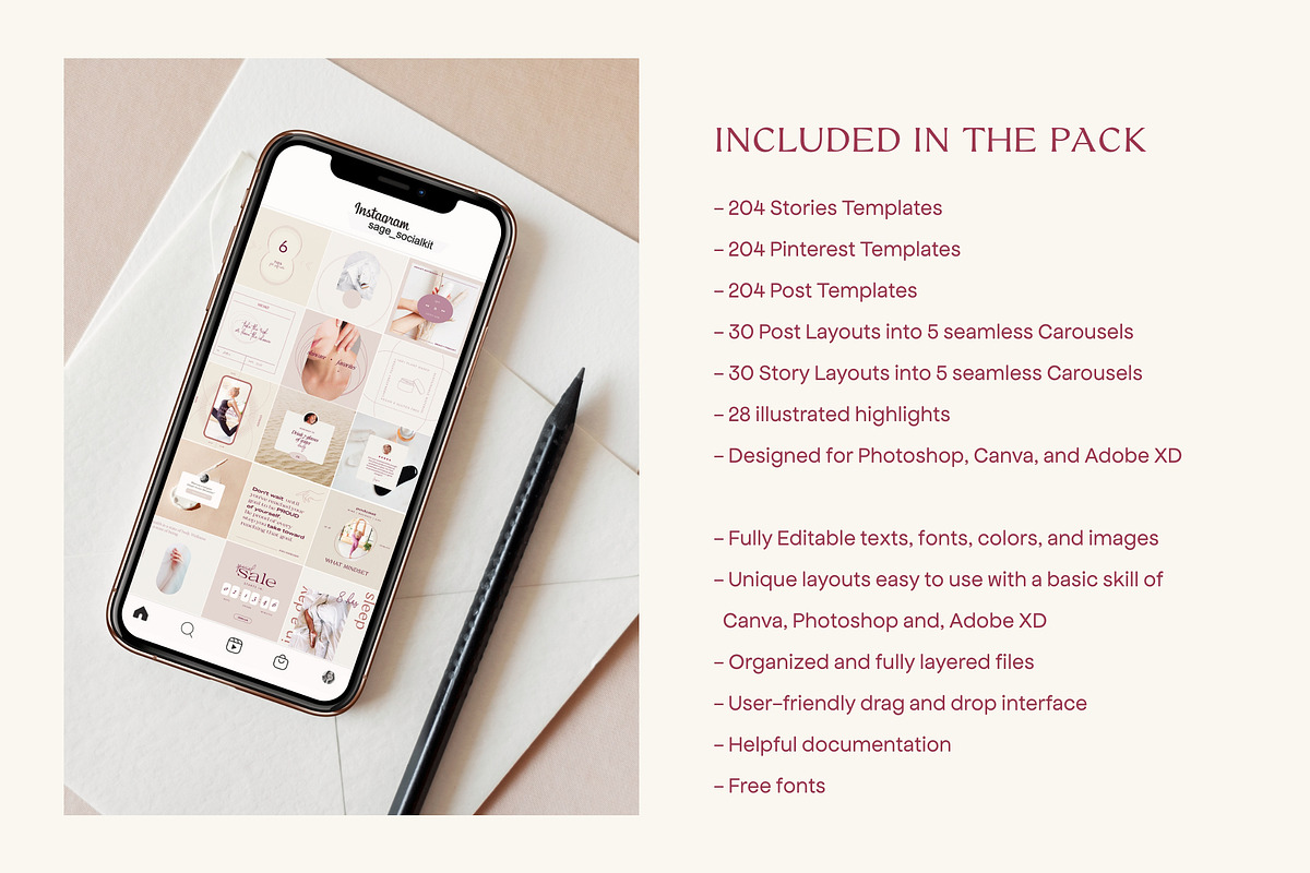 Wellness Social Media Kit CANVA PS, a Social Media Template by Sparrow & Snow (Photo 2 of 26)