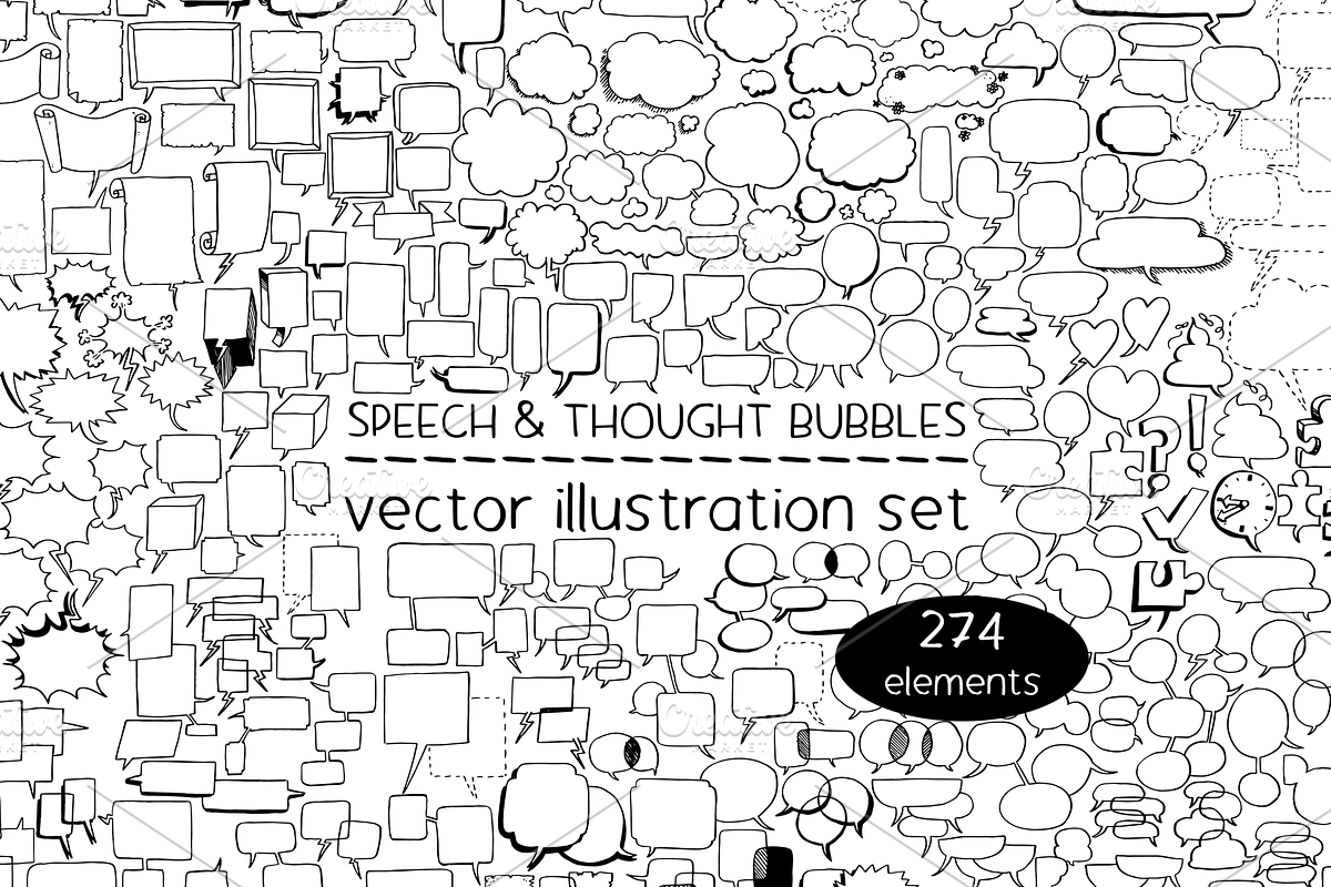 Speech & thought bubbles - vector, a Work Illustration by Renée from Studio neetje (Photo 1 of 4)
