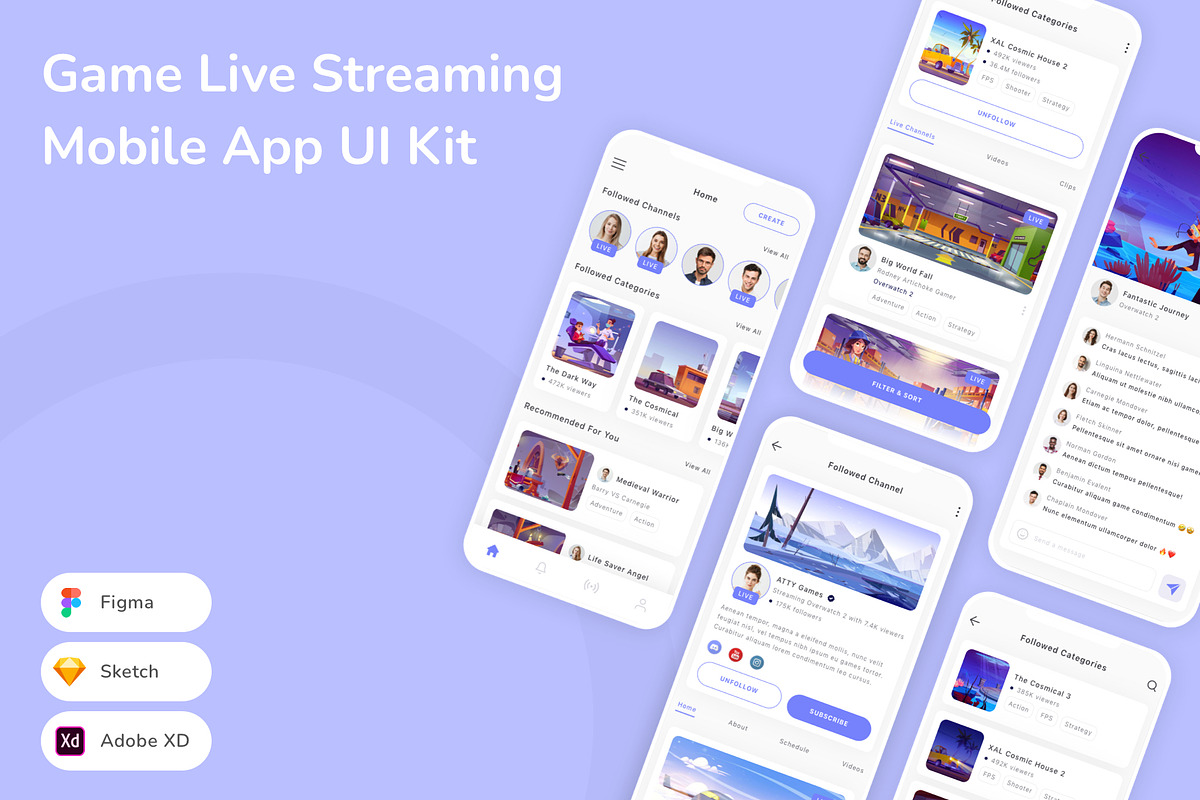 Game Live Streaming App UI Kit, an UI Kit Template by Betush
