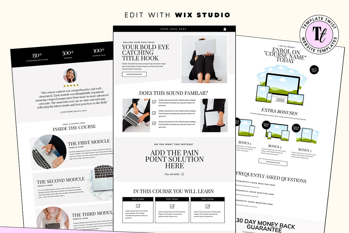 Minimal Aesthetic Landing Sales Page, a Wix Template by Template Twist Shop (Photo 2 of 10)