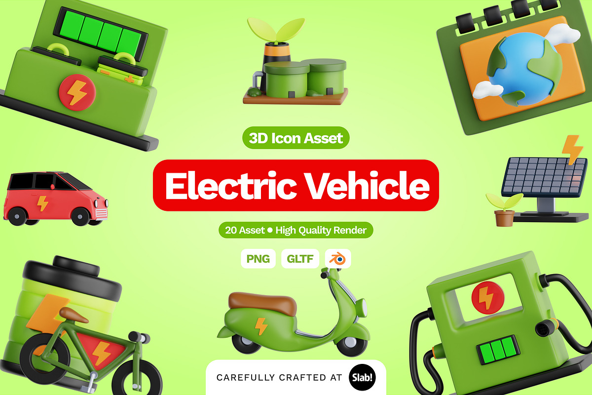 3D Electric Vehicle Icon, an Object 3D Model by SLAB! Design (Photo 1 of 4)