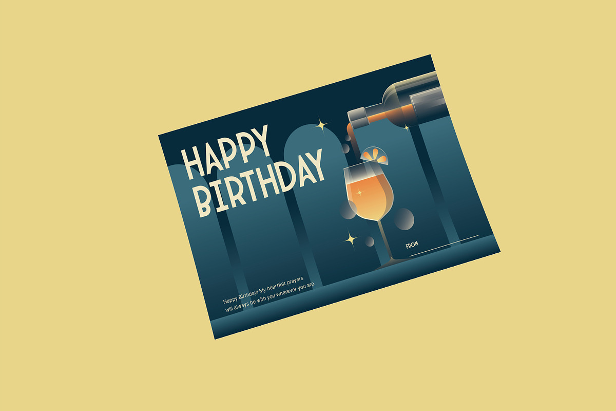 Art Deco Birthday Greeting Card, a Card Template by Neermana (Photo 3 of 4)