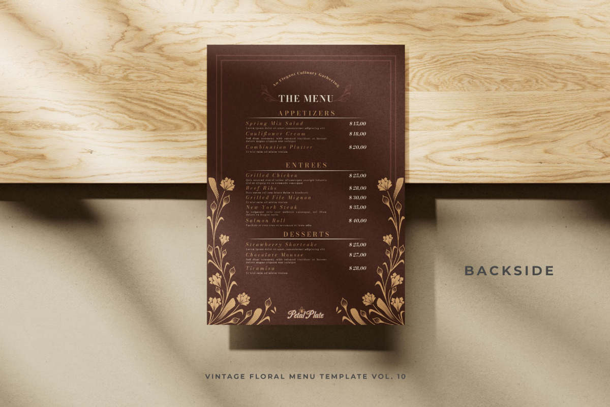 Vintage Floral Menu Vol.10, a Brochure Template by Bewalrus Studio (Photo 3 of 5)