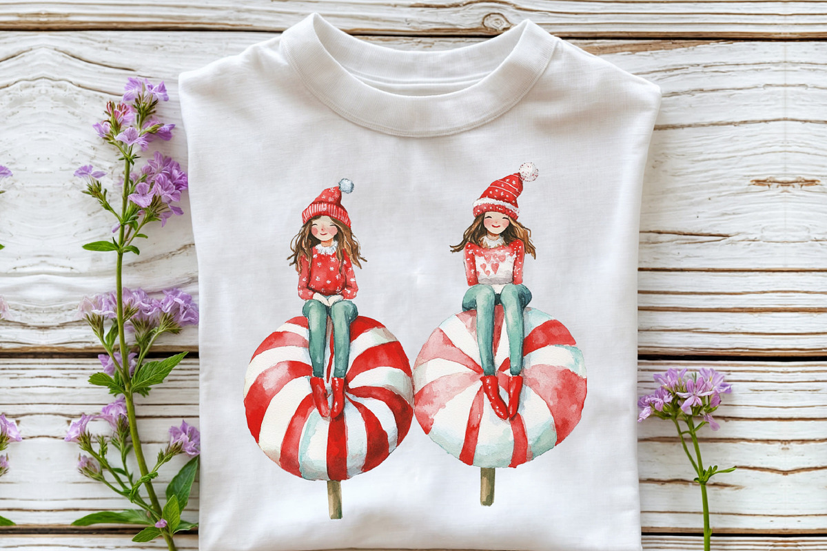 Cute Holiday Girls Funny Christmas, an Illustration by CraftArtStudio (Photo 4 of 6)