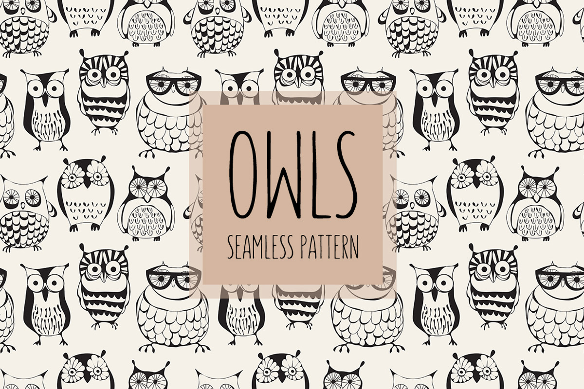 Vector Seamless Pattern with Owls, a Pattern Graphic by Curly_Pat (Photo 1 of 5)