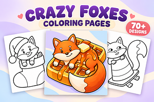 Crazy Foxes Coloring Pages Vol. 2