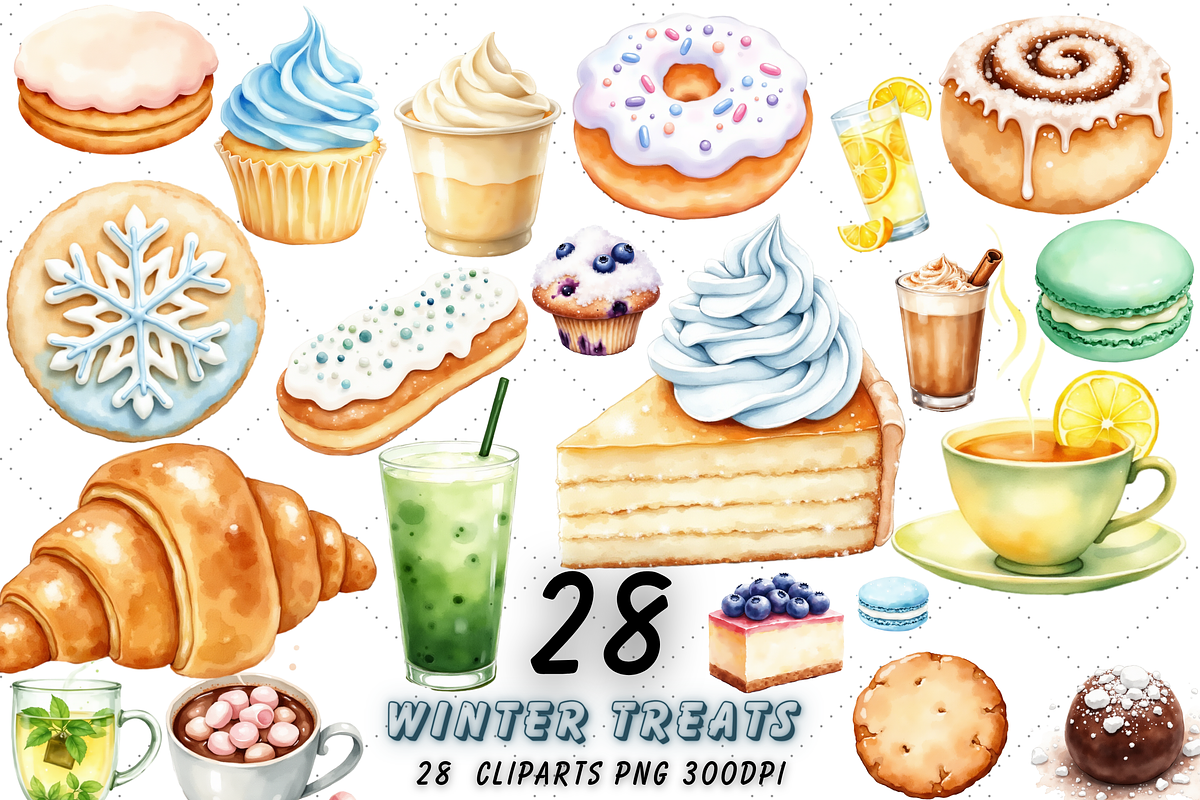 Cozy Winter Treats Watercolor png, a Decorative Illustration by FloridPrintables (Photo 1 of 8)