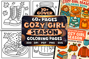 Cozy Girl Season Coloring Pages, a Seasonal Illustration by Craftsbeefy