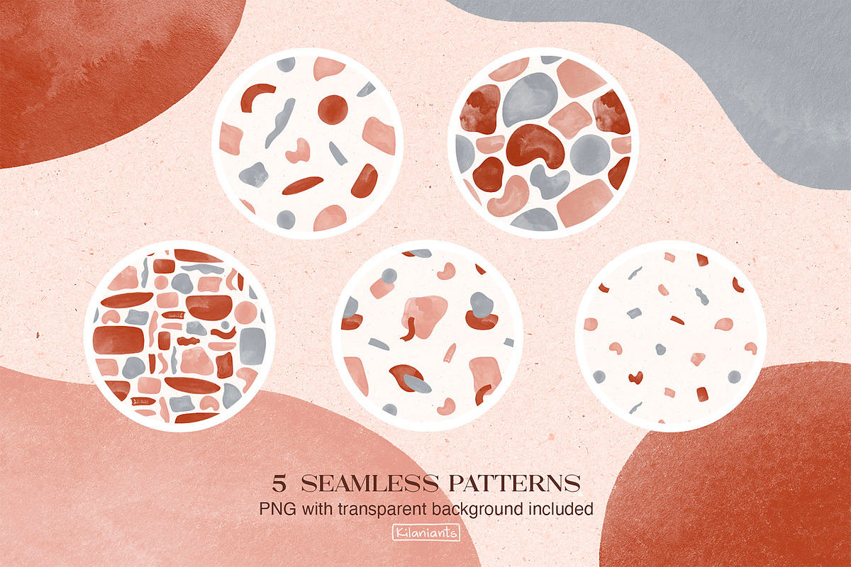 Terracotta Watercolor Shapes, a Texture Graphic by kilaniants (Photo 5 of 14)