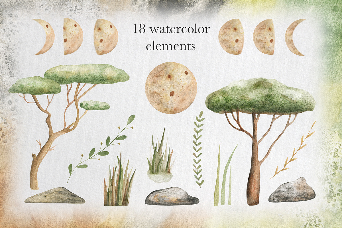 Safari Animals watercolor set, an Animal Illustration by Pattern + watercolor (Photo 3 of 8)