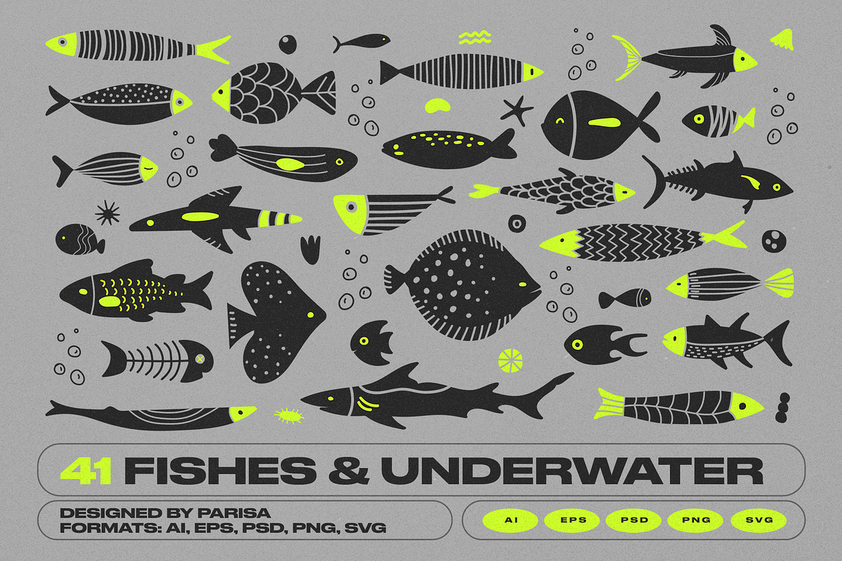 Fishes & Underwater Elements, an Object Graphic by Parisa-Artstudio (Photo 1 of 5)