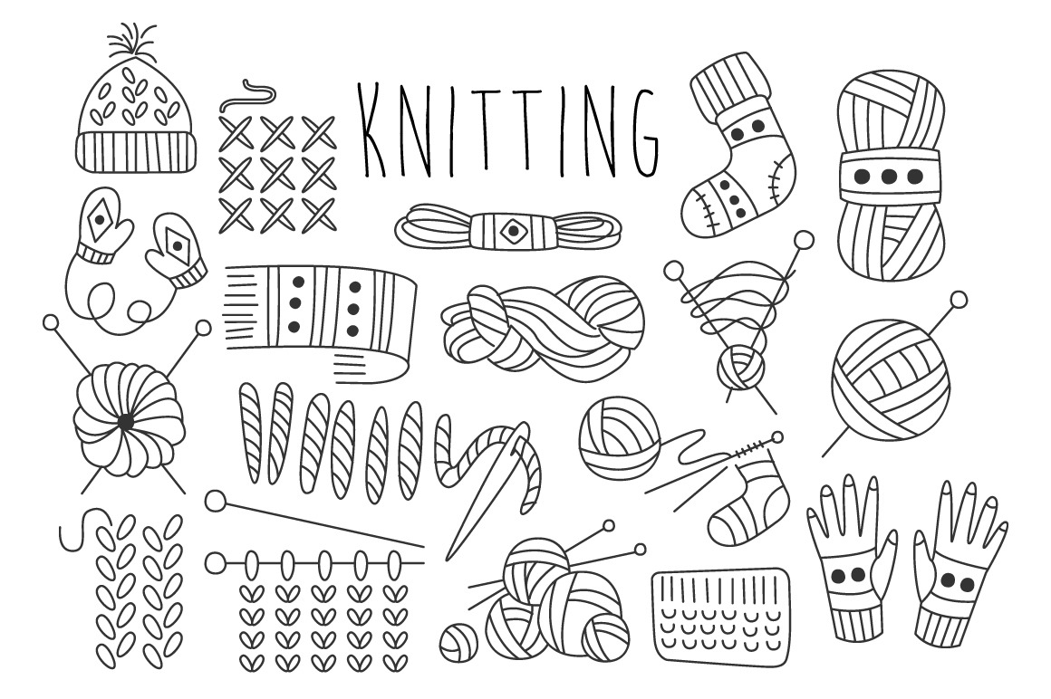 Knitting Vector Hand drawn, an Illustration by TopVectors