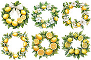 Watercolor Lemon Wreath Clipart, an Illustration by Craft Nest (Thumbnail 4 of 7)