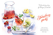 Strawberry Party Drink. Watercolor, a Graphic by Akvarelldesign (Thumbnail 1 of 2)
