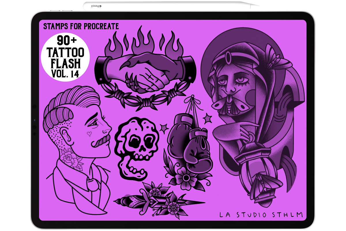 Tattoo Flash Vol. 14 - Stamp Set, a Brush Add-On by LA Studio Sthlm (Photo 4 of 6)