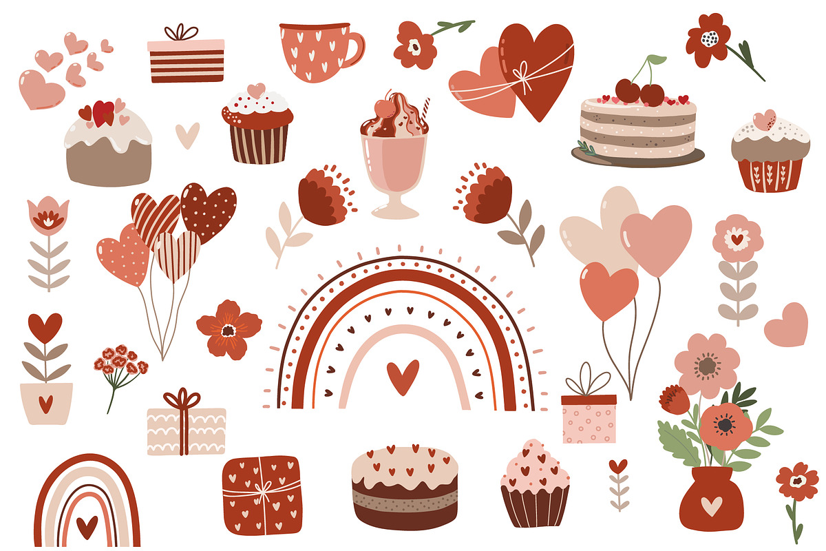 Valentines Day clipart & pattern, an Object Graphic by Cozy pattern shop (Photo 6 of 7)