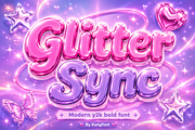 Glitter Sync - Modern Y2K Bold Font, a Handwritten Font by overlaytemplates (Thumbnail 1 of 5)
