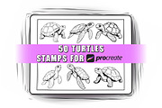 50 Turtles Procreate Stamps Brushes, a Brush Add-On by Procreate Sale (Thumbnail 1 of 6)