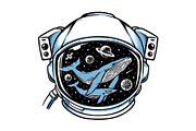 whale in astronaut helmet, an Animal Illustration by gunaonedesign (Thumbnail 1 of 4)