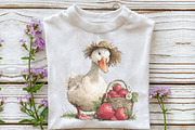 Whimsical Goose Strawberry Clipart, an Illustration by OK Design (Thumbnail 5 of 6)