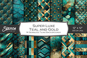 Super Luxe Teal and Gold Textures, a Texture Graphic by Skritch Studio (Thumbnail 1 of 6)