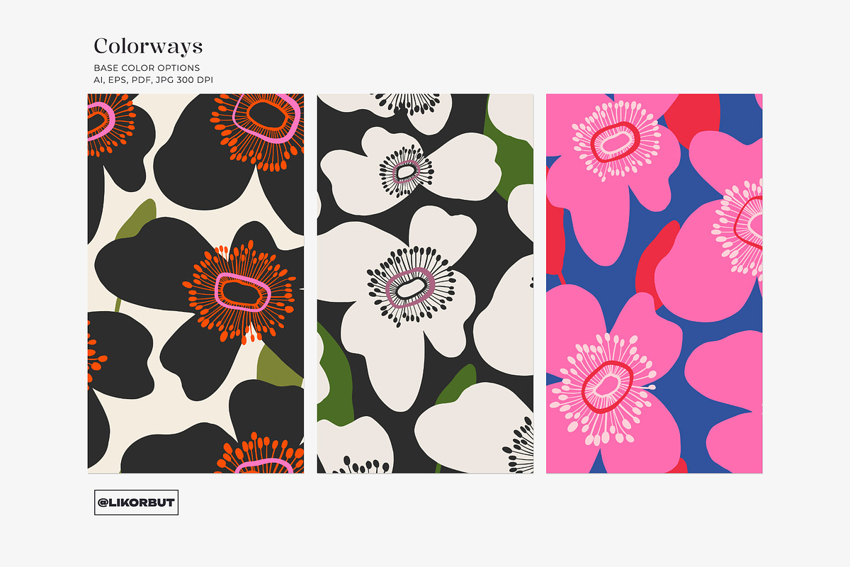 Bold Abstract Modern Flowers Pattern, a Pattern Graphic by likorbut (Photo 6 of 12)