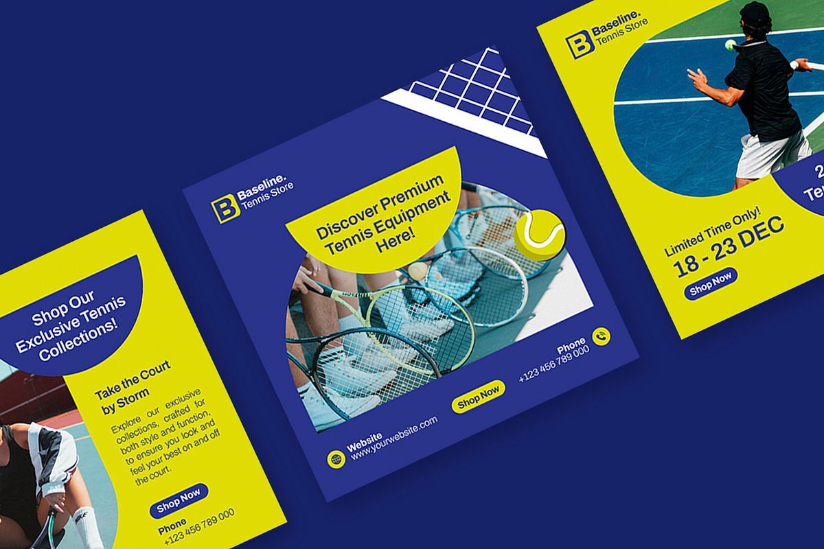 Baseline Tennis - Instagram Post, a Social Media Template by Esensifiksi.studio (Photo 3 of 3)
