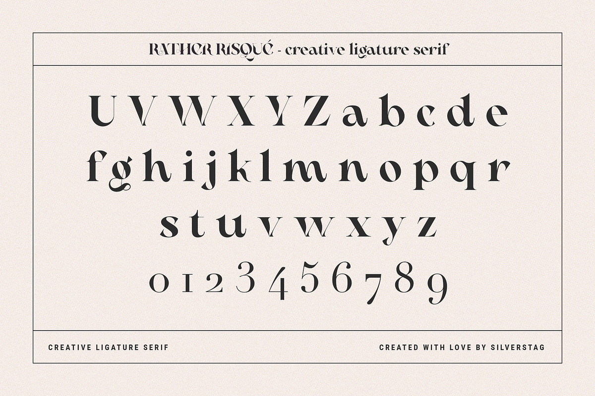 RATHER RISQUE - Ligature Serif Font, a Serif Font by SilverStag Type Foundry (Photo 27 of 27)