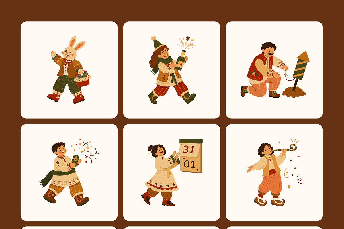 50 Holiday Characters Illustrations, a Seasonal Illustration by Prosymbols (Photo 10 of 11)